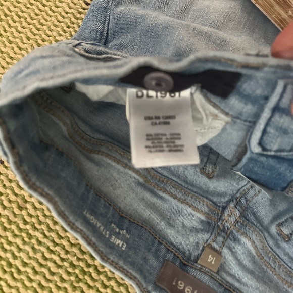 Emie High Rise Teen kids Straight Jeans DL1961 Droplet Distressed Size 14 $69 - Picture 6 of 11